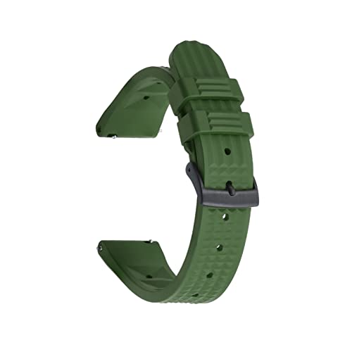 VISIYUBL Fluorgummi Waffel Watch Strap 20mm 22mm Tauchen Wasserdichte Armband Schnellrelease Watch Band for jede Marke Uhren Band (Color : Green Black, Size : 20mm) von VISIYUBL