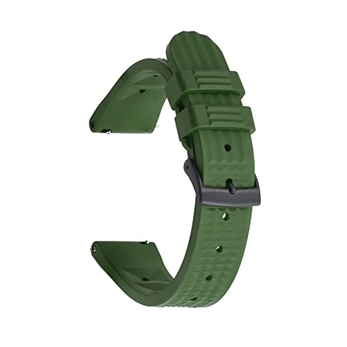 VISIYUBL Fluorgummi Waffel Watch Strap 20mm 22mm Tauchen Wasserdichte Armband Schnellrelease Watch Band for jede Marke Uhren Band (Color : Green Black, Size : 22mm) von VISIYUBL