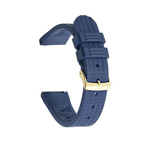 VISIYUBL Fluorgummi Waffel Watch Strap 20mm 22mm Tauchen Wasserdichte Armband Schnellrelease Watch Band for jede Marke Uhren Band (Color : Navy Gold, Size : 20mm) von VISIYUBL