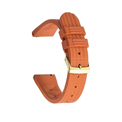 VISIYUBL Fluorgummi Waffel Watch Strap 20mm 22mm Tauchen Wasserdichte Armband Schnellrelease Watch Band for jede Marke Uhren Band (Color : Orange Gold, Size : 20mm) von VISIYUBL