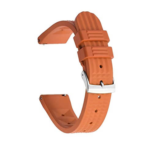 VISIYUBL Fluorgummi Waffel Watch Strap 20mm 22mm Tauchen Wasserdichte Armband Schnellrelease Watch Band for jede Marke Uhren Band (Color : Orange Silver, Size : 22mm) von VISIYUBL