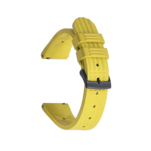 VISIYUBL Fluorgummi Waffel Watch Strap 20mm 22mm Tauchen Wasserdichte Armband Schnellrelease Watch Band for jede Marke Uhren Band (Color : Yellow Black, Size : 20mm) von VISIYUBL