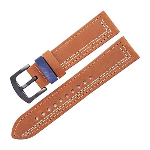 VISIYUBL Frauen Männer Watch Strap 20mm 22mm Retro Leder Armband Fit for Huawei Uhr 3 (Color : Brown, Size : 22mm) von VISIYUBL