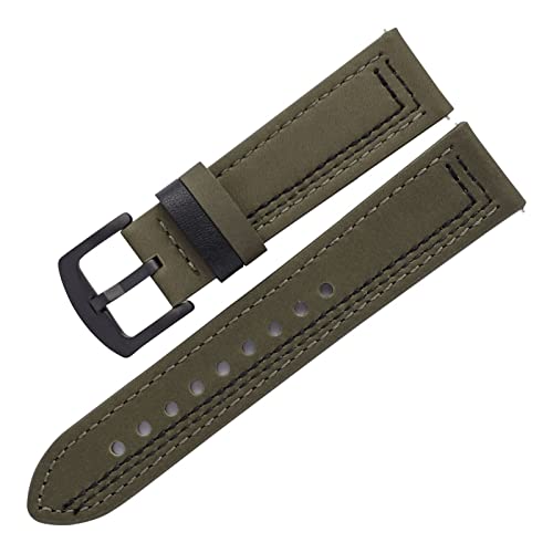VISIYUBL Frauen Männer Watch Strap 20mm 22mm Retro Leder Armband Fit for Huawei Uhr 3 (Color : Green, Size : 20mm) von VISIYUBL