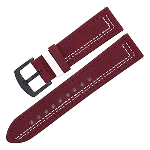 VISIYUBL Frauen Männer Watch Strap 20mm 22mm Retro Leder Armband Fit for Huawei Uhr 3 (Color : Red, Size : 22mm) von VISIYUBL