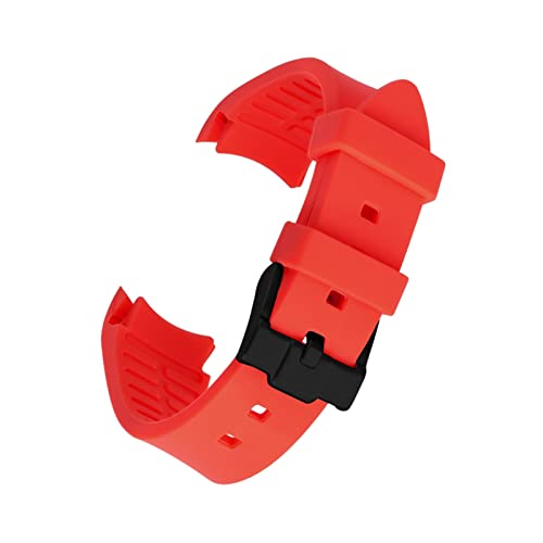 VISIYUBL Gebogene End-Silikon-Uhr-Träger 20mm 22mm Schwarz-blaue orange Sportwasserdichte Tauchen Gummi-Uhr-Band mit schwarzer/silberner Schnalle (Color : Red(black buckle), Size : 20mm) von VISIYUBL