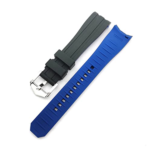 VISIYUBL Gebogenes Ende Gummi -Riemen -Tauchen Schnellfreisetzung Silikongelenk Armband Passform for Omega Passform for Seiko Fit for Tissot Fit for Tudor Uhren Band 18mm 20mm 22 mm (Color : Blue, S von VISIYUBL