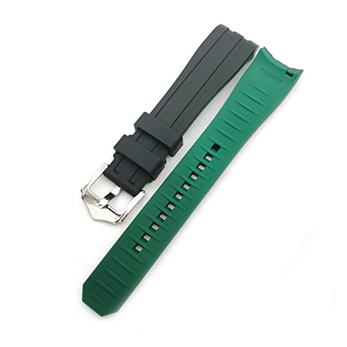 VISIYUBL Gebogenes Ende Gummi -Riemen -Tauchen Schnellfreisetzung Silikongelenk Armband Passform for Omega Passform for Seiko Fit for Tissot Fit for Tudor Uhren Band 18mm 20mm 22 mm (Color : Green, von VISIYUBL