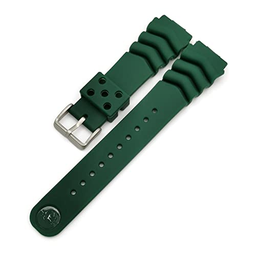 VISIYUBL Generic Watchband Silicon Gummi -Uhrengurt for Seiko mit Logo 18mm 20mm 22mm Uhrengürtel wasserdichtes Sportgurt for Männer Frauen (Color : Green, Size : 22mm) von VISIYUBL