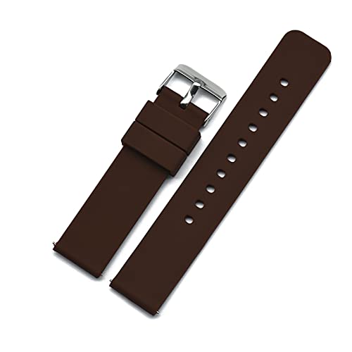 VISIYUBL Glatte flache Silikonbänder 20mm 22mm Fit for Huawei Fit for Samsung Galaxy Fit for Xiaomi Haylou Solar Watch Wasserdichte Tauchsportuhr (Color : Brown, Size : 20mm) von VISIYUBL