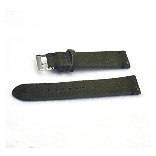 VISIYUBL Grüne Uhren Bands Gurt Armband Wildleder Männer Frauen 18mm 20mm 22mm Ersatz Watch Strap Uhr Gürtel KZSD07. (Color : Green-Black Line, Size : 20mm) von VISIYUBL