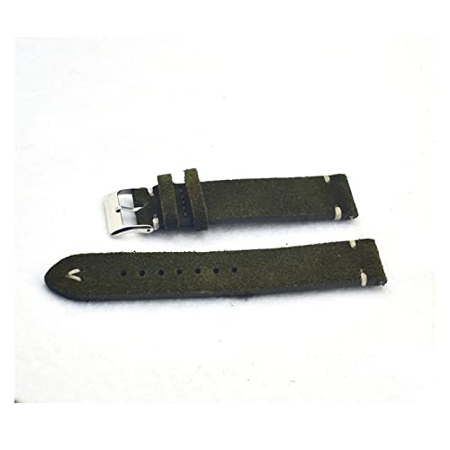 VISIYUBL Grüne Uhren Bands Gurt Armband Wildleder Männer Frauen 18mm 20mm 22mm Ersatz Watch Strap Uhr Gürtel KZSD07. (Color : Green-White Line, Size : 20mm) von VISIYUBL