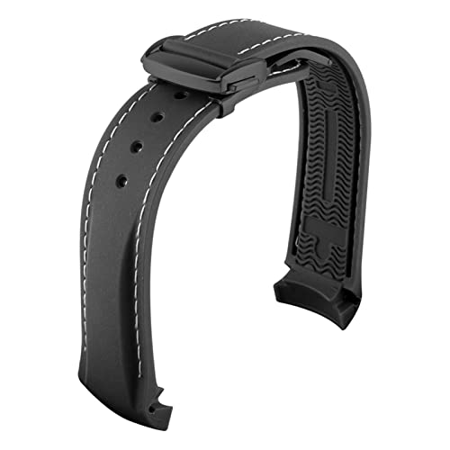 VISIYUBL Gummi-Silikon-Uhr-Armbands gekrümmtes Ende 20mm 22mm 19mm 21mm Fit for Omega-Uhr-Seamaster Fit for Skx007 / 009 Fit for Pagani-Design-Tools (Color : Black white black, Size : 21mm) von VISIYUBL