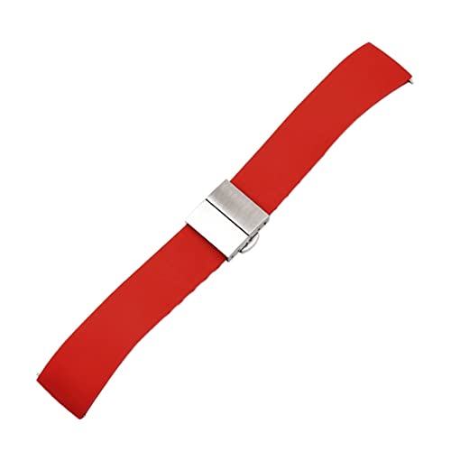 VISIYUBL Gummi -Träger Schmetterling Schnallen Armbandbandband Accessoires 14mm 16mm 18 mm 20 mm 22 mm Schnellveröffentlichungswache for Männer Uhr (Color : Red, Size : 16mm) von VISIYUBL