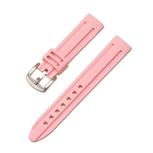 VISIYUBL Gummi -Uhr -Gurtgürtel Schwarz weiß rosa Diving Sport Uhrengurt Armbänder for Männer 18mm 20 mm 22 mm 24 mm (Color : Pink, Size : 18mm) von VISIYUBL