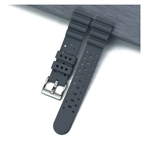 VISIYUBL Gummi Uhrenarmband 20mm 22mm Wasserdichte Sportarmband Silikon-Uhr-Gurte for jedes Markenuhren Zubehör (Color : Gray, Size : 22mm) von VISIYUBL