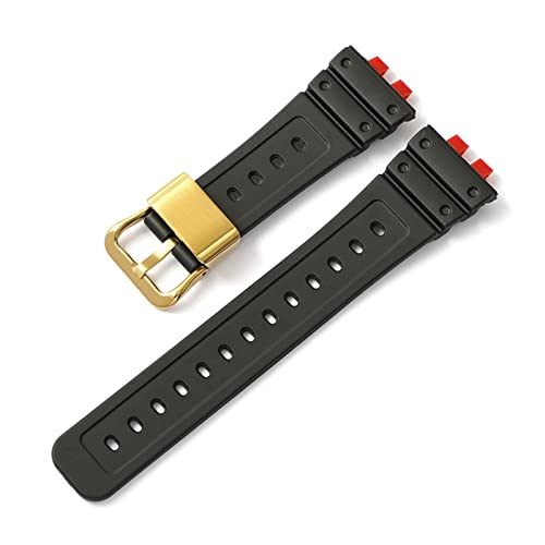 VISIYUBL Gummigurt wasserdichtes Harzgurt Sport Armband Uhrenband Gold Metallschleife Halter Lünette Ring for Casio fit for G-Schock Passt for GMW-B5000 (Color : 43 EU, Size : B5000) von VISIYUBL