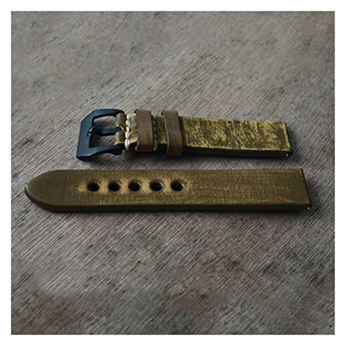 VISIYUBL Handgemachtes Leder Vintage Uhrengurt Gürtel Ersatz Armband 18mm 20mm 22mm 24mm for Männer Frauen Armband KZV07. (Color : Green, Size : 20mm) von VISIYUBL