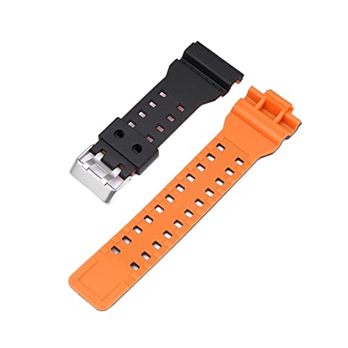 VISIYUBL Harzgurt GA-100/110/120/150/300/400/700 GD-100/110/120 G-8900 GLS-100 Silicon Watch Band Accessoires 16mm fit for Casio Fit for G-Shock (Color : Black Orange, Size : 16mm) von VISIYUBL