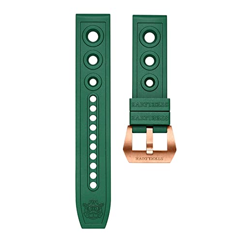 VISIYUBL Herren Automatische Uhr 20 / 22mm Gurt Bronze-Verschluss Armbandstrap Ersatz Taucheruhr Weiche Gummiarmbänder (Color : Green, Size : 20mm) von VISIYUBL