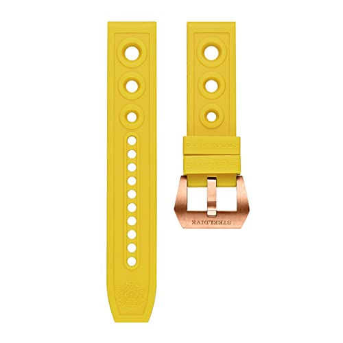 VISIYUBL Herren Automatische Uhr 20 / 22mm Gurt Bronze-Verschluss Armbandstrap Ersatz Taucheruhr Weiche Gummiarmbänder (Color : Yellow, Size : 20mm) von VISIYUBL
