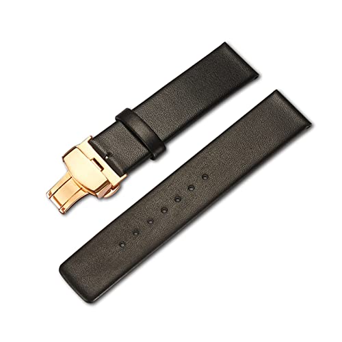 VISIYUBL Italien Öl Leder Armband + Werkzeug for Diesel Fossil Quick Release Uhrenarmband Handgelenk Strap16mm 18mm 20mm 22mm 24mm (Color : Black-Gold buckle, Size : 18mm) von VISIYUBL