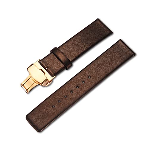 VISIYUBL Italien Öl Leder Armband + Werkzeug for Diesel Fossil Quick Release Uhrenarmband Handgelenk Strap16mm 18mm 20mm 22mm 24mm (Color : Brown-Gold buckle, Size : 20mm) von VISIYUBL