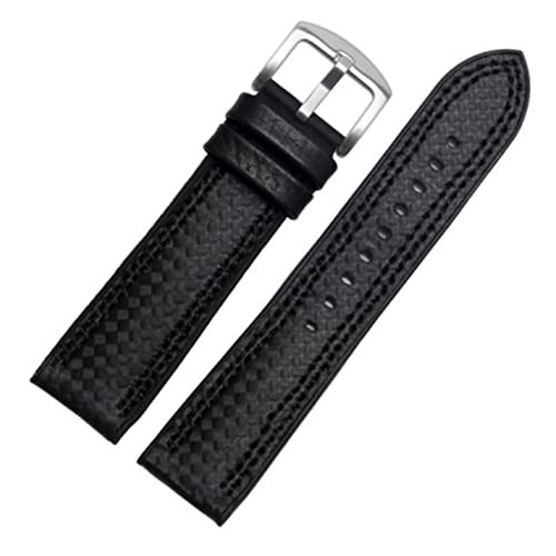 VISIYUBL Kohlefaser-Silikon-Uhr-Band 18mm 20mm 22mm 24mm Watchstrap-Armband-Gummi-Armband-Zubehör wasserdichtes Gürtel (Color : Double line black, Size : 17mm) von VISIYUBL
