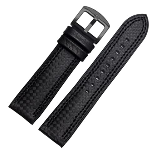 VISIYUBL Kohlefaser-Silikon-Uhr-Band 18mm 20mm 22mm 24mm Watchstrap-Armband-Gummi-Armband-Zubehör wasserdichtes Gürtel (Color : Double line black1, Size : 21mm) von VISIYUBL