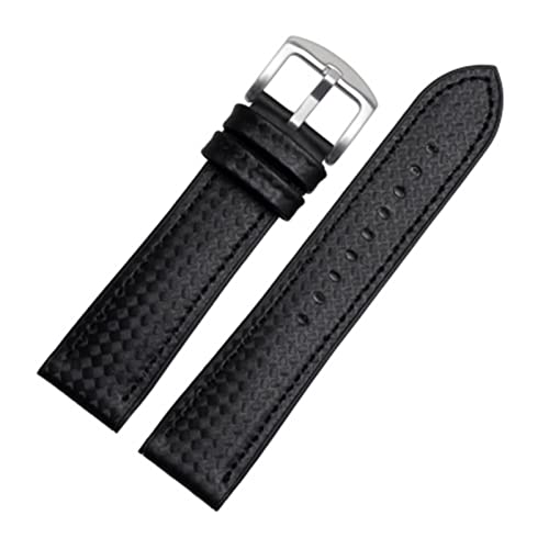 VISIYUBL Kohlefaser-Silikon-Uhr-Band 18mm 20mm 22mm 24mm Watchstrap-Armband-Gummi-Armband-Zubehör wasserdichtes Gürtel (Color : Single line black, Size : 22mm) von VISIYUBL