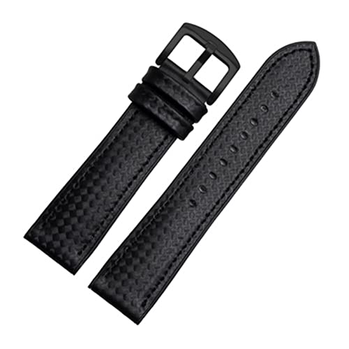 VISIYUBL Kohlefaser-Silikon-Uhr-Band 18mm 20mm 22mm 24mm Watchstrap-Armband-Gummi-Armband-Zubehör wasserdichtes Gürtel (Color : Single line black1, Size : 18mm) von VISIYUBL