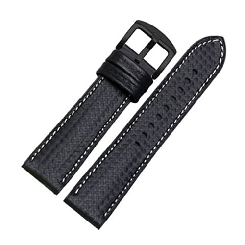 VISIYUBL Kohlefaser-Silikon-Uhr-Band 18mm 20mm 22mm 24mm Watchstrap-Armband-Gummi-Armband-Zubehör wasserdichtes Gürtel (Color : Single line white1, Size : 24mm) von VISIYUBL
