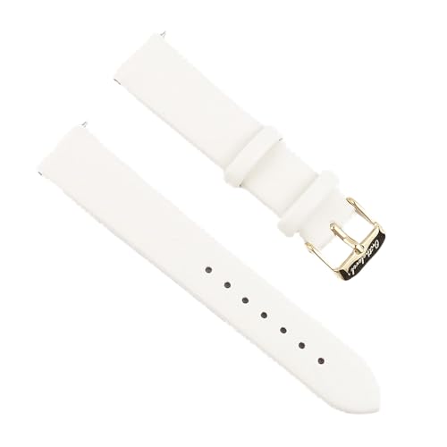 VISIYUBL Leder Frauen Armband 12mm 14mm 16mm 18mm 20mm Quick Release Rindslederband Uhr Band Gürtel Ersatz Goldschnalle (Color : White-gold buckle, Size : 14mm) von VISIYUBL