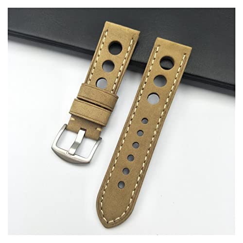 VISIYUBL Leder Handgelenk Strap Fit for uhr 3 Löcher Vintage Uhrenarmband Gurt Leder Weiche Leder Männer Watch Strap 23mm (Color : E, Size : 22mm) von VISIYUBL