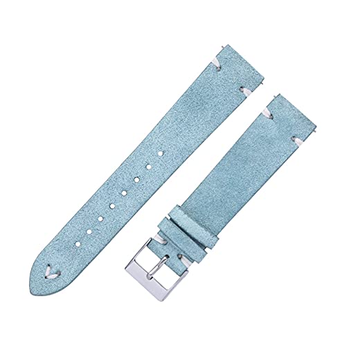 VISIYUBL Leder Uhren-Bands handgefertigt for Männer Frauen 18mm 20mm Multicolor-Leder-Armbänder for Samsung Galaxy-Uhr 42mm (Color : Sky blue, Size : 18mm) von VISIYUBL