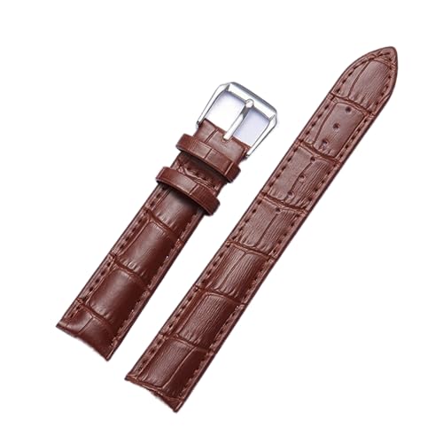 VISIYUBL Leder Uhrenarmband 14mm 16mm 18mm 20mm 22mm 24mm Uhr Gurte for Männer Frauen Watch Zubehör (Color : Brown, Size : 18mm) von VISIYUBL