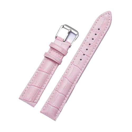 VISIYUBL Leder Uhrenarmband 14mm 16mm 18mm 20mm 22mm 24mm Uhr Gurte for Männer Frauen Watch Zubehör (Color : Pink, Size : 16mm) von VISIYUBL