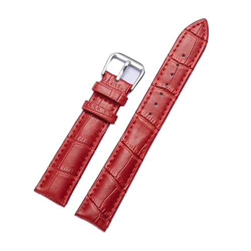 VISIYUBL Leder Uhrenarmband 14mm 16mm 18mm 20mm 22mm 24mm Uhr Gurte for Männer Frauen Watch Zubehör (Color : Red, Size : 14mm) von VISIYUBL
