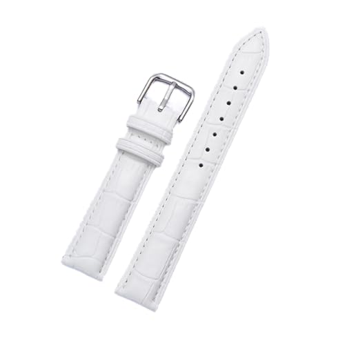 VISIYUBL Leder Uhrenarmband 14mm 16mm 18mm 20mm 22mm 24mm Uhr Gurte for Männer Frauen Watch Zubehör (Color : White, Size : 12mm) von VISIYUBL