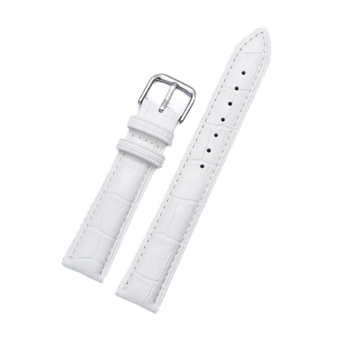 VISIYUBL Leder Uhrenarmband 14mm 16mm 18mm 20mm 22mm 24mm Uhr Gurte for Männer Frauen Watch Zubehör (Color : White, Size : 21mm) von VISIYUBL