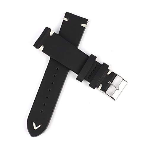 VISIYUBL Leder Uhrenarmband 18mm 20mm 22mm 24mm Männer Armband Handgemachte Nähen Armband Ersatzgurte (Color : Black-white line, Size : 24mm) von VISIYUBL