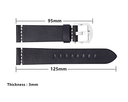 VISIYUBL Leder Uhrenarmband Riemen 22mm 24mm for uhr Leder Vintage Armbanduhr Riemen for Samsung Fit for Galaxy Watch (Color : Matte black, Size : 24mm) von VISIYUBL