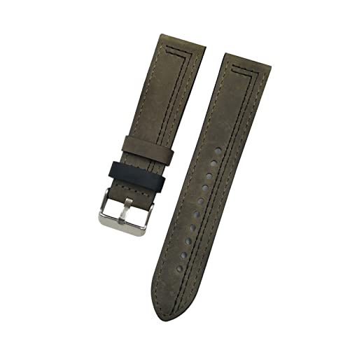 VISIYUBL Leder Uhrenarmband Strap Fit for Huawei Uhr GT 20mm 22mm Vintage Lederband Unisex Schwarz Braun Watch Gürtel (Color : Green, Size : 22mm) von VISIYUBL