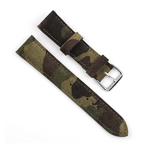 VISIYUBL Leder Uhrenarmband Tarnung sportuhrband 18mm 20mm 22mm 24mm for Austausch von Armband Zubehör (Color : Camouflage green, Size : 18mm) von VISIYUBL