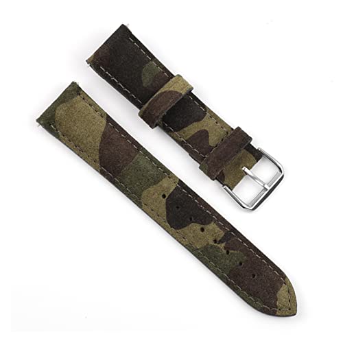 VISIYUBL Leder Uhrenarmband Tarnung sportuhrband 18mm 20mm 22mm 24mm for Austausch von Armband Zubehör (Color : Camouflage green, Size : 20mm) von VISIYUBL