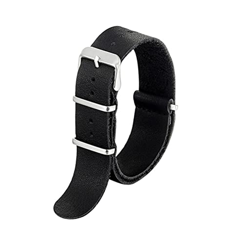 VISIYUBL Leder Uhrenarmbanduhr-Armband braune Kaffee-Uhrbandband-Wistband Pulseira 18mm 20mm 22mm 24mm (Color : Black, Size : 24mm) von VISIYUBL