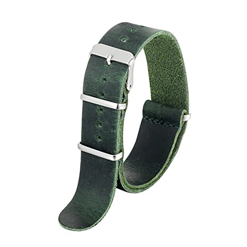 VISIYUBL Leder Uhrenarmbanduhr-Armband braune Kaffee-Uhrbandband-Wistband Pulseira 18mm 20mm 22mm 24mm (Color : Green, Size : 22mm) von VISIYUBL