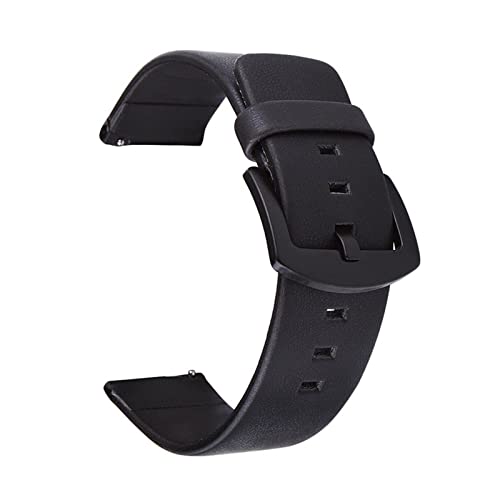 VISIYUBL Leder Uhrenbänder 18mm 20 mm 22 mm 24 mm Freisetzungsstifte schwarze braune Frauen Männer Uhrengurt mit schwarzer Schnalle (Color : Black, Size : 18mm) von VISIYUBL
