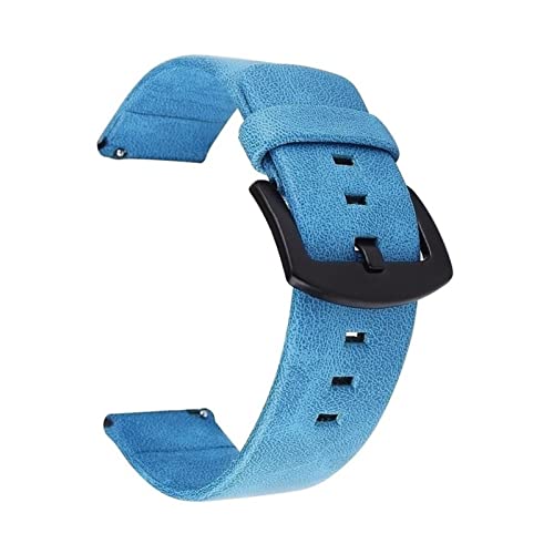 VISIYUBL Leder Uhrenbänder 18mm 20 mm 22 mm 24 mm Freisetzungsstifte schwarze braune Frauen Männer Uhrengurt mit schwarzer Schnalle (Color : Blue, Size : 22mm) von VISIYUBL