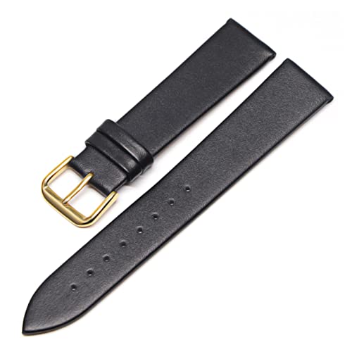 VISIYUBL Leder Uhrenbänder 18mm 20 mm 22 mm 24 mm schwarze braune Frauen Männer Uhren -Band -Gurtgürtel mit Schnalle (Color : Black-G, Size : 24mm) von VISIYUBL